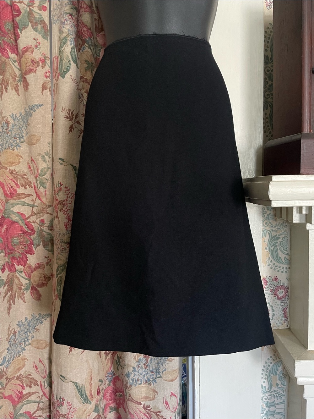 PRADA Solid Black Skirt with Frayed Edges